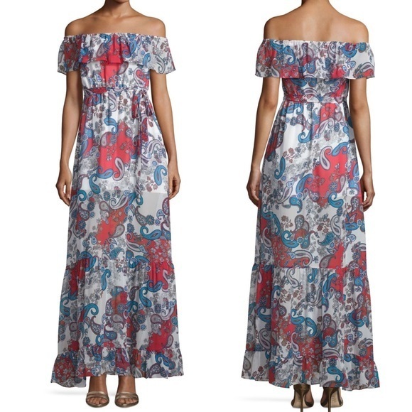 N/Nicholas NWT Paisley Ruffle Maxi Size 8 C17